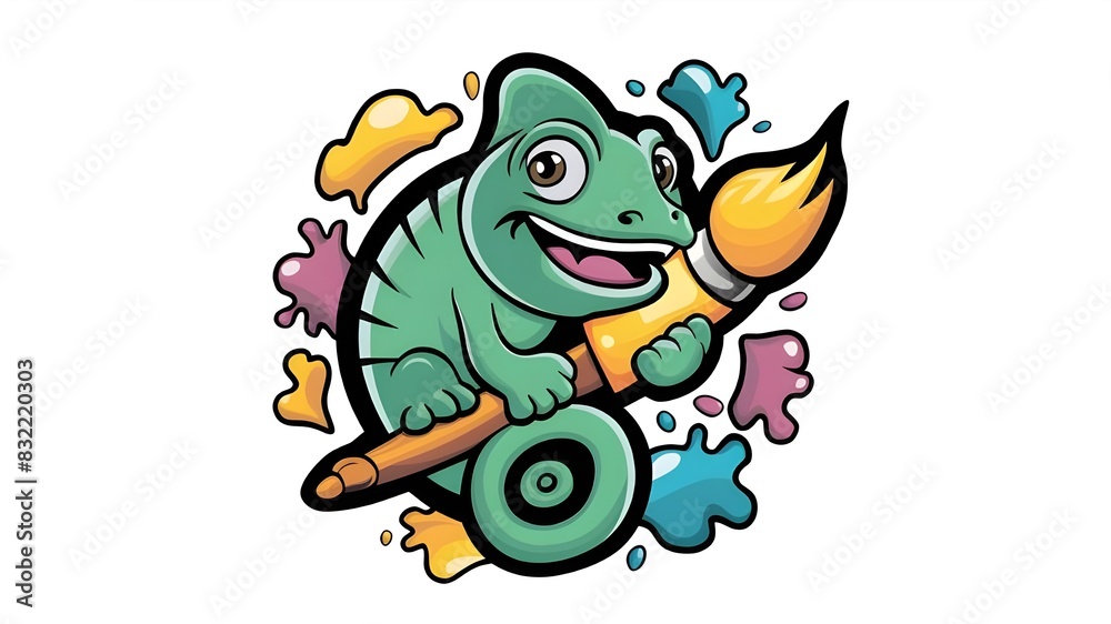 Fototapeta premium Cartoon Chameleon Mascot Logo