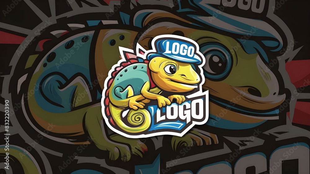 chameleon mascot logo cartoon illustration