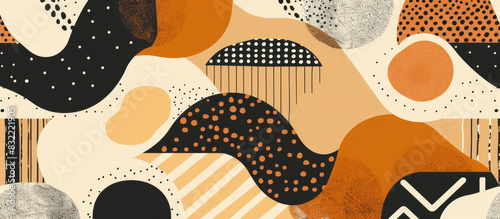Wallpaper Mural Abstract seamless pattern with organic shapes and dots, warm colors in a beige, brown, orange and black color palette Torontodigital.ca