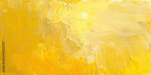Oil paint strokes yellow on wide canvas textured background decorating art painting illustration, generated ai