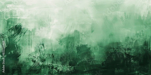 Oil paint strokes green on wide canvas textured background decorating art painting illustration, generated ai