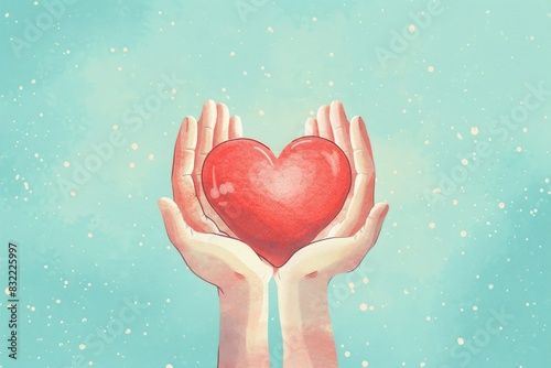 Glowing Heart: Illustration of Hands Passing a Heart