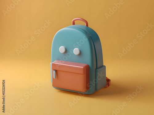 School backpack on orange background