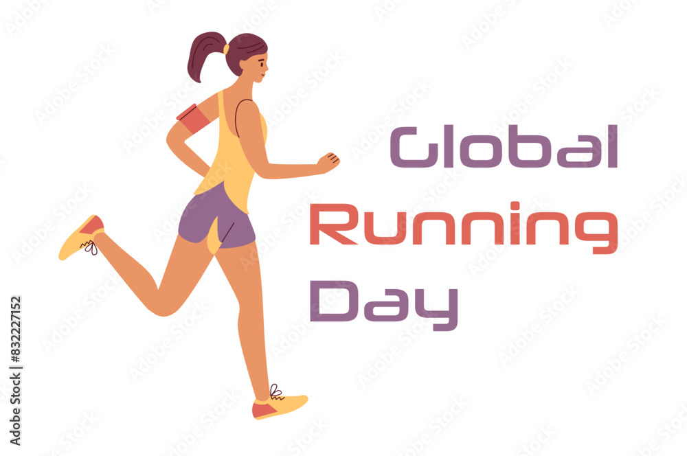 Vector design for World Running Day 2 June. A holiday designed to attract people to jogging - as one of the simplest and most accessible sports that contribute to maintaining a healthy lifestyle.