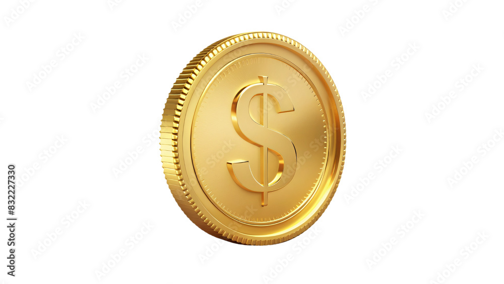 Shiny golden coin, a single currency icon isolated on a white background Shiny golden coin, a single currency icon isolated on a white background