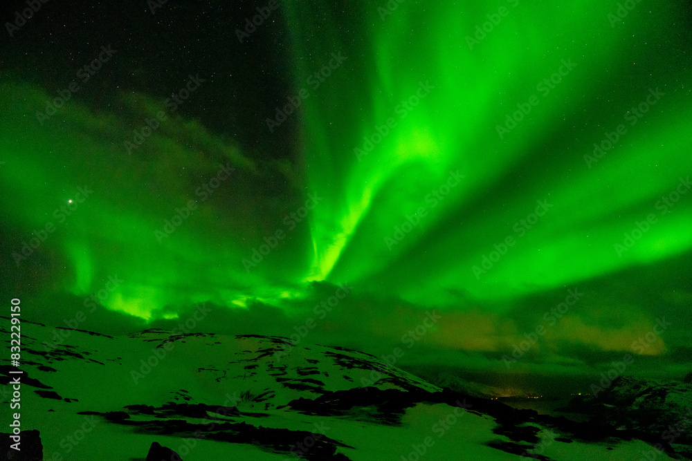 custom made wallpaper toronto digitalPolar lights, Aurora borealis in green over mountains, Norway