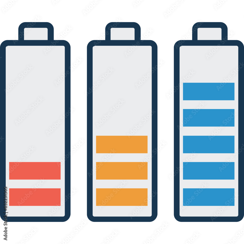Batteries Levels Icon Colored Outline Icon Batteries Levels Icon Colored Outline Icon