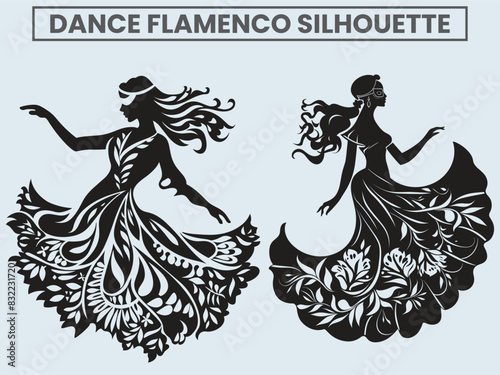 Dance Flamenco Silhouette. princess dancing flamenco.