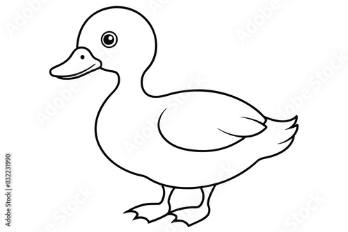 Baby duck line art vector illustration