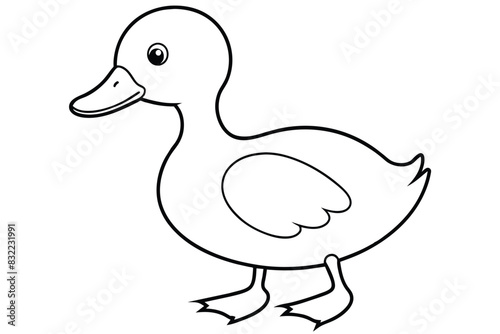 Baby duck line art vector illustration