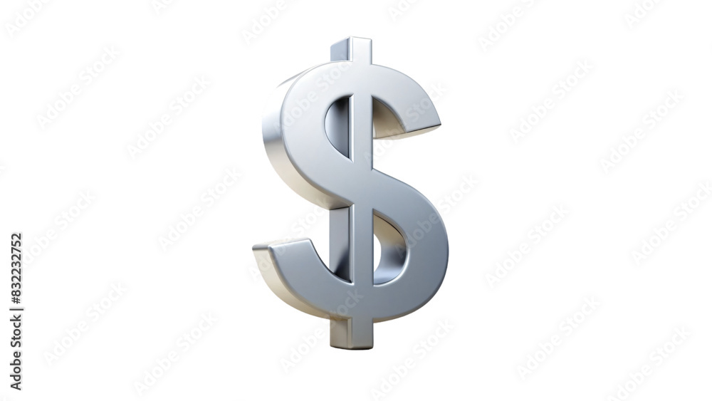 A shiny dollar sign symbol standing out against a plain white background A shiny dollar sign symbol standing out against a plain white background