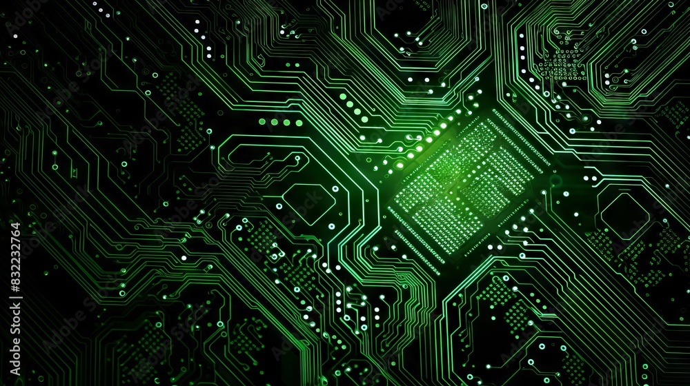 High-resolution image of a printed circuit board (pcb) with complex technology patterns for use in educational materials, scientific research, and technological process illustrations
High-resolution image of a printed circuit board (pcb) with complex technology patterns for use in educational materials, scientific research, and technological process illustrations
