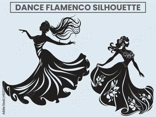 Dance Flamenco Silhouette. princess dancing flamenco.