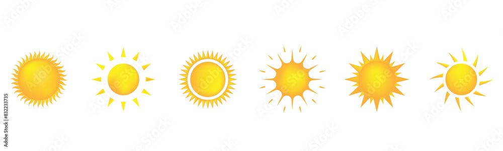 Yellow sun icon set over transparent illustration Yellow sun icon set over transparent illustration