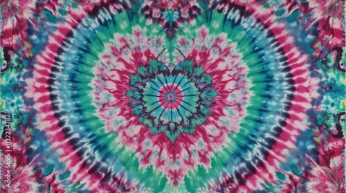 A symmetrical and colorful mandala pattern created by tie-dye technique