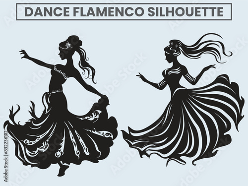Dance Flamenco Silhouette. princess dancing flamenco.