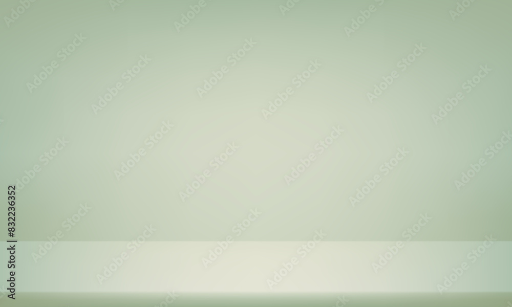 Pastel green background. Minimal 3d shelf. Space for selling products on the website. Business backdrop. Empty room with light effect. Vector illustration.