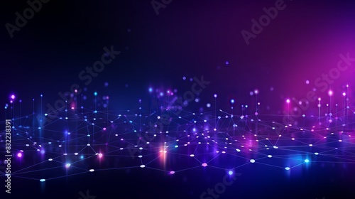 Futuristic ai and big data concept: digital technology in blue and purple tones, abstract cyber communication on internet network connection - science innovation future tech illustration vector 3d.

