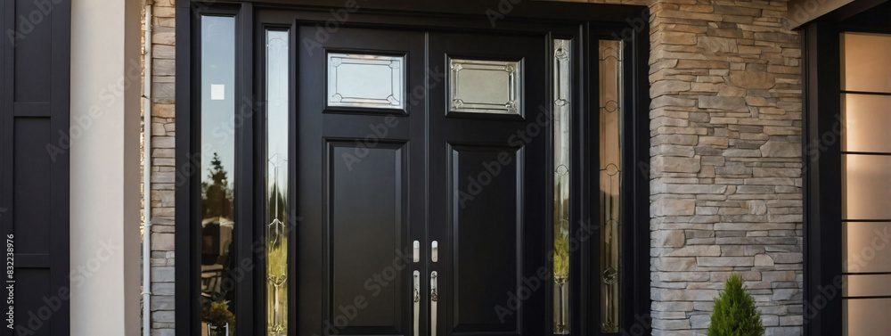 Upgrade your modern home with a fiberglass front entry door, complete with a single door and one sidelite for added style and functionality.