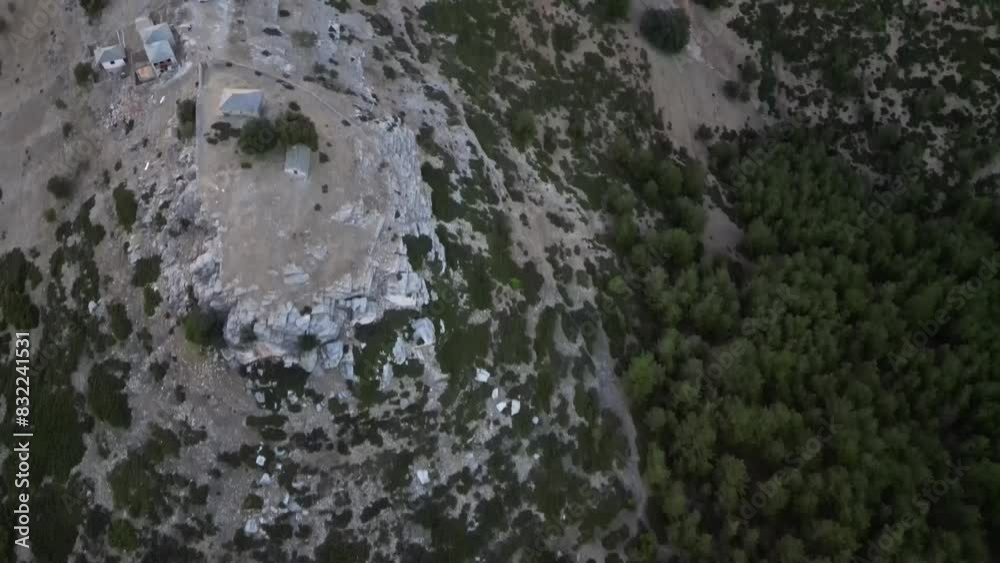 Kastro from the air at sunset on Thassos, Greece Kastro from the air at sunset on Thassos, Greece