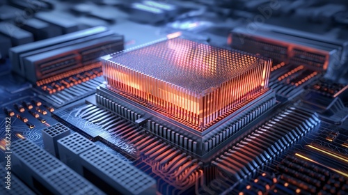 A conceptual illustration of a carbon-based thermal interface material, designed to enhance heat dissipation in high-performance computing systems. photo