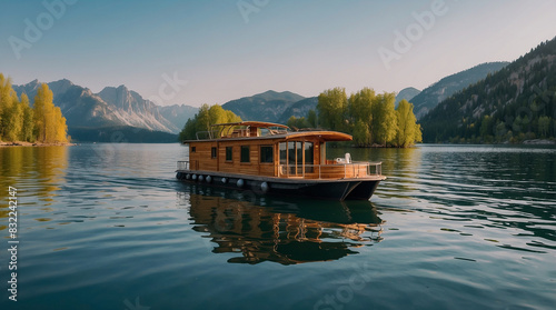 Houseboat with new look in the sea photo