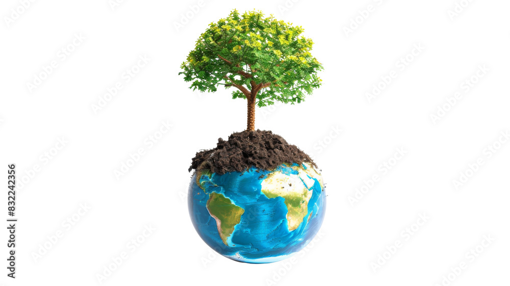 Tree growing on globe save the planet campaign Tree growing on globe save the planet campaign
