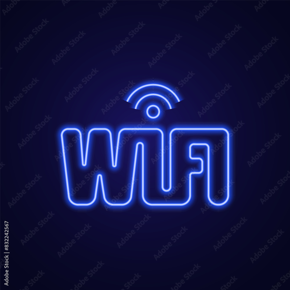 Vector signal wifi sign neon effect. Fully vector effect without raster effects Vector signal wifi sign neon effect. Fully vector effect without raster effects