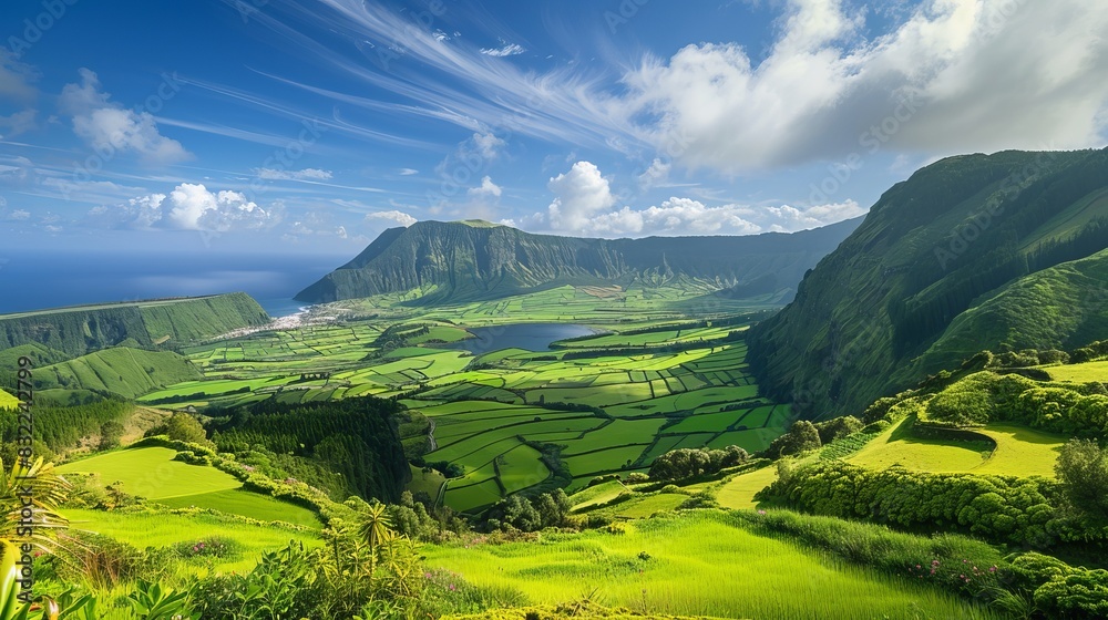 Serene Mountain Landscape of Ponta Delgada Island, Azores - Majestic Natural Beauty and Scenic Views Serene Mountain Landscape of Ponta Delgada Island, Azores - Majestic Natural Beauty and Scenic Views