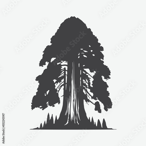 Print Majestic Redwood Tree Silhouette, Nature's Towering Masterpiece