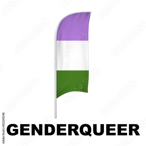 Genderqueer Pride Curved Vertical Flag Vector - Symbol of Gender Diversity with its unique grayscale palette and vibrant green accent. Perfect for inclusivity campaigns and awareness events.