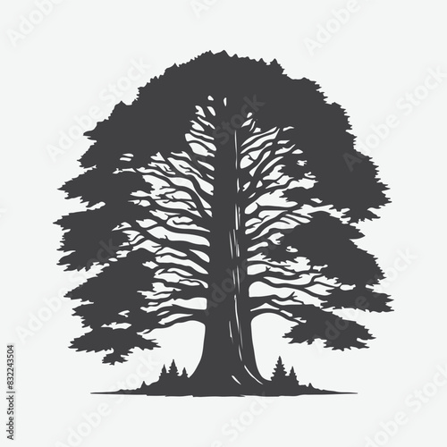 Print Majestic Redwood Tree Silhouette, Nature's Towering Masterpiece