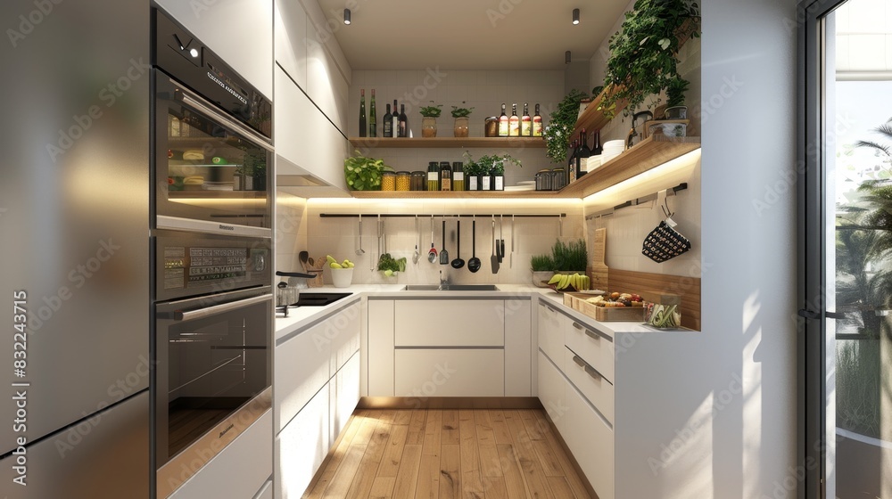 Streamlined Kitchen Storage with Open Shelving and Integrated Appliances
Streamlined Kitchen Storage with Open Shelving and Integrated Appliances