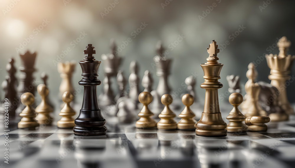 King chess stand on chessboard concepts of competition challenge of leader business team or teamwork volunteer or wining and leadership strategic plan and risk management or team player. King chess stand on chessboard concepts of competition challenge of leader business team or teamwork volunteer or wining and leadership strategic plan and risk management or team player.