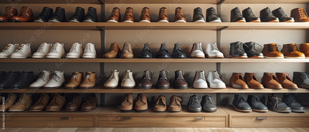 Minimalist Shoe Display with Wall-Mounted Shelving

