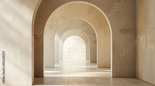 Simple yet elegant minimalist archway with clean lines and subtle curves, set against a neutral background, evoking a sense of serenity and sophistication.