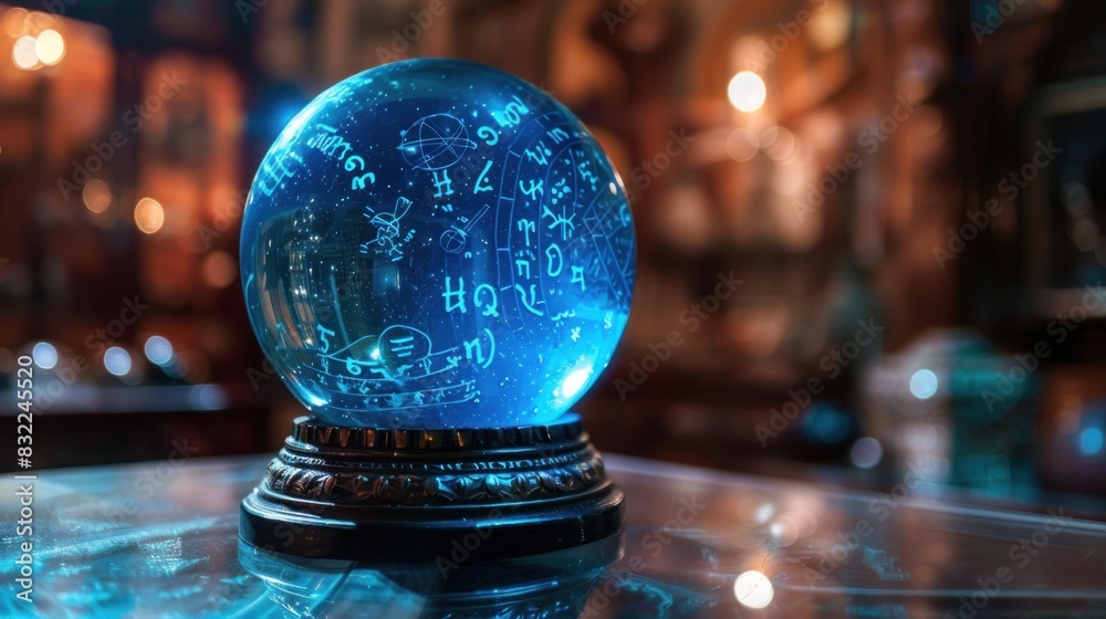 Fortune Teller's Stone, Ancient mystical sphere, blue color, with