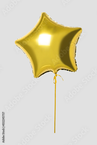Gold star balloon on bright background. Minimal party concept.