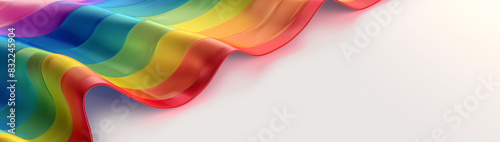 Vibrant rainbow-colored fabric waves against a white background, symbolizing diversity, creativity, and celebration. photo