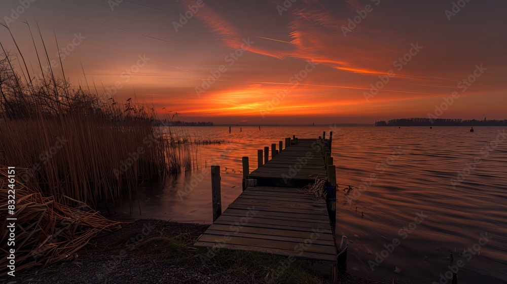 Fototapeta premium Scenic Beauty of Ruppiner Seenplatte Neuruppin at Sunset - Tranquil Evening Landscape