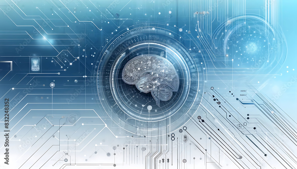 Obraz premium Futuristic AI Background Image with Digital Brain Patterns and Neural Networks