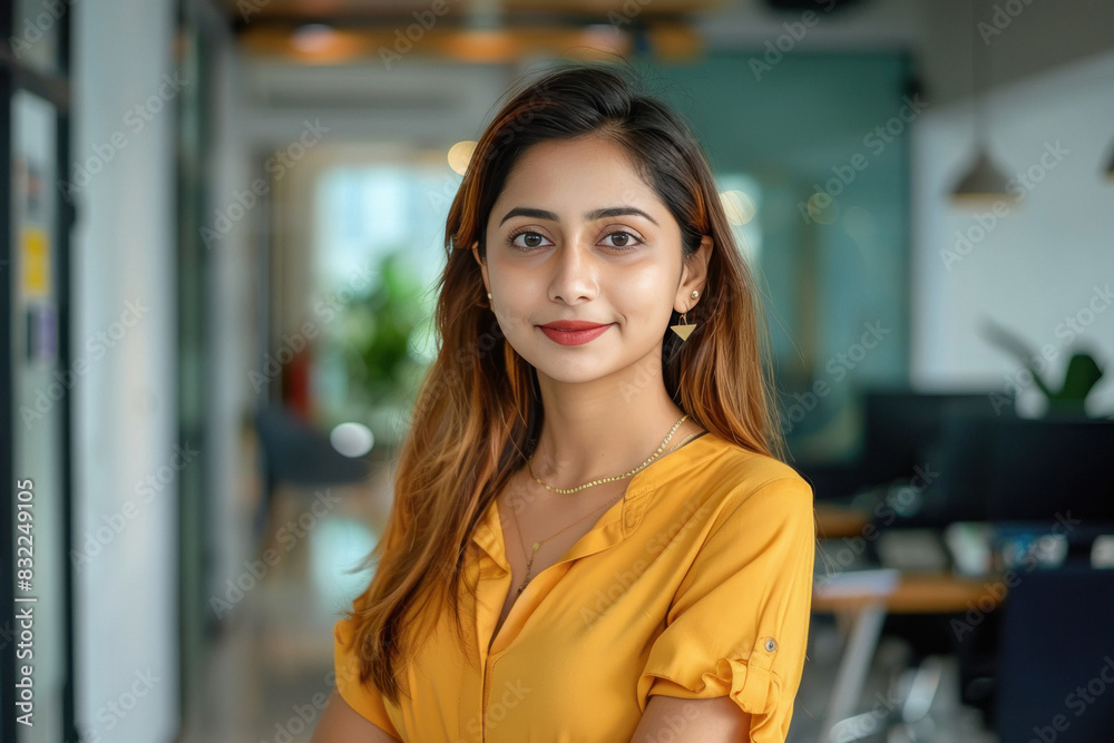 young beautiful indian woman standing confidently young beautiful indian woman standing confidently