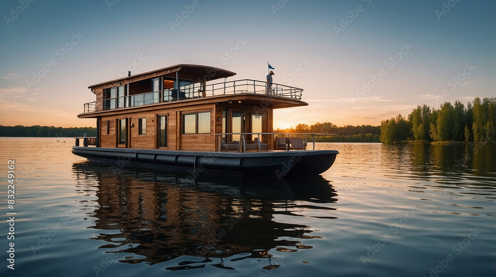 Houseboat with new look in the sea