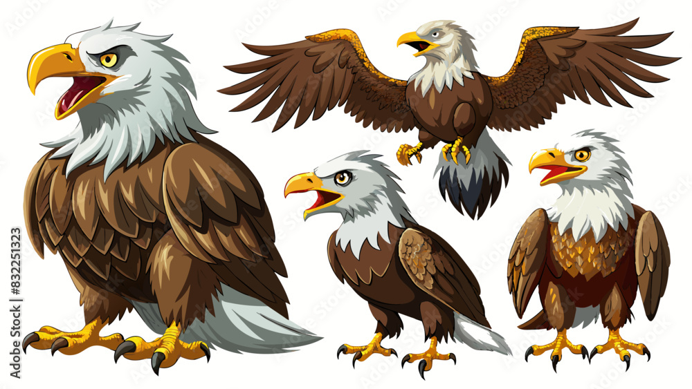 Set Of Eagle In Different Pose, Collection Of Eagle, Eagle Set Set Of Eagle In Different Pose, Collection Of Eagle, Eagle Set