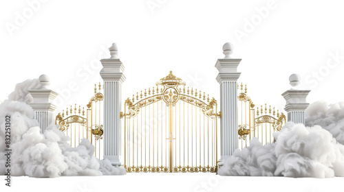 Pearly Gates with clouds and Heaven