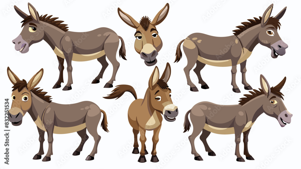 Set Of Donkey In Different Pose, Collection Of Donkey, Donkey Set Set Of Donkey In Different Pose, Collection Of Donkey, Donkey Set