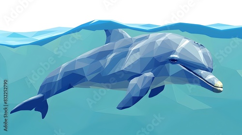 Graceful Dolphin Gliding Through Turquoise Ocean Waves in Serene Underwater Seascape