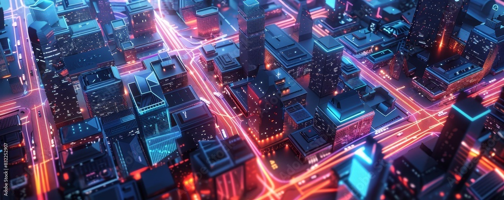 Aerial view of a futuristic city at night with illuminated streets showcasing advanced technology and modern architecture. Aerial view of a futuristic city at night with illuminated streets showcasing advanced technology and modern architecture.