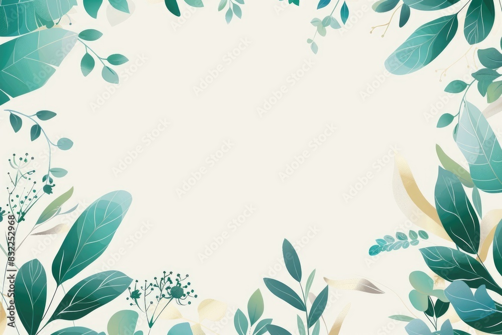 Serene Botanical Background with Elegant Pastel Leaves and Florals Serene Botanical Background with Elegant Pastel Leaves and Florals