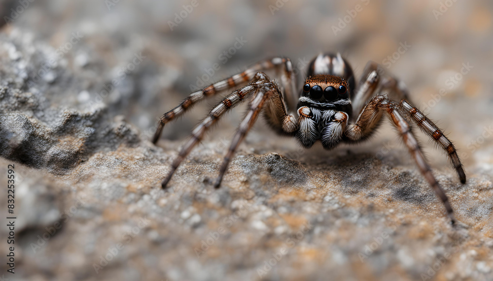 close up of jumper spider on rock close up of jumper spider on rock